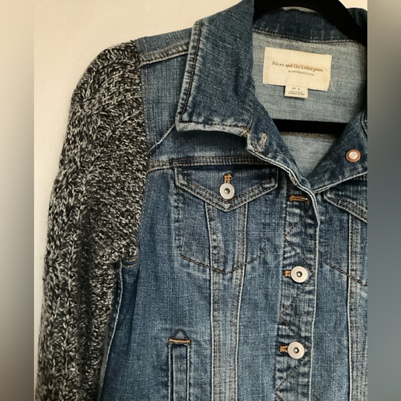 ANTHROPOLOGIE Pilcro and the Letterpress Sweater~Sleeved Denim Jacket Size Small - Picture 5 of 12